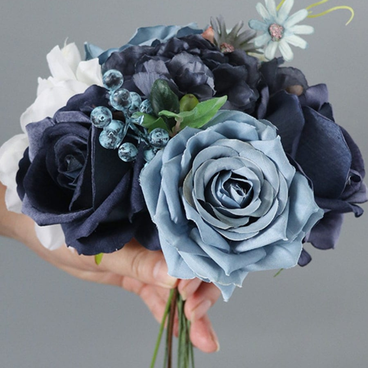 

Artificial Flowers Combo Dusty Blue Flowers Mix Silk Flowers Roses With Stems For Diy Wedding Bridal Bouquets, Baby Shower, Floral Arrangement, Table Centerpieces, Home Decorations