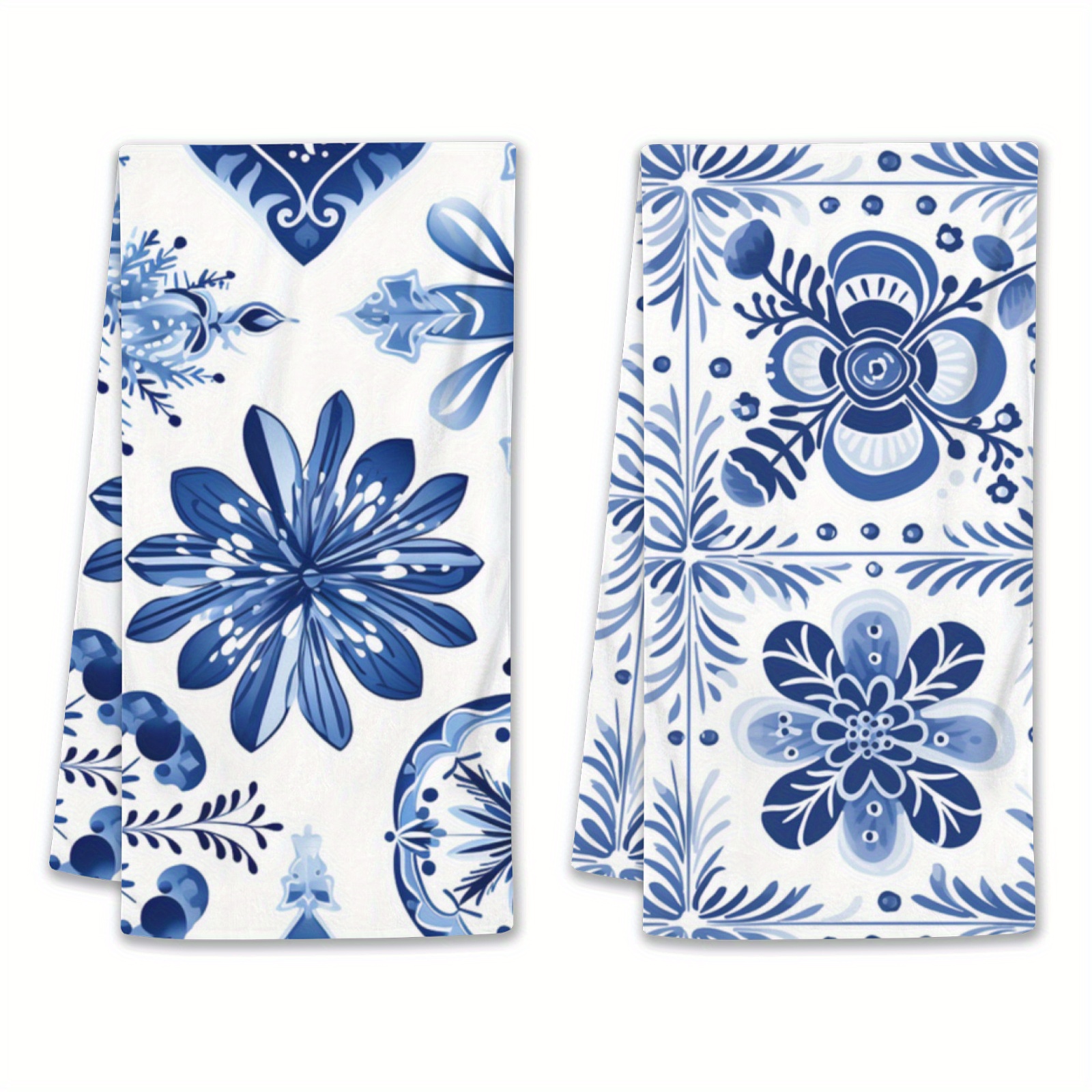 

2pcs Vintage Blue And White Chinese Style Kitchen Towels, Celadon Motifs, Soft Polyester, Hand Wash Only, 18x26 Inch, Ideal For Home Decor & Parties Decorative Kitchen Towels Kitchen Towels Decorative