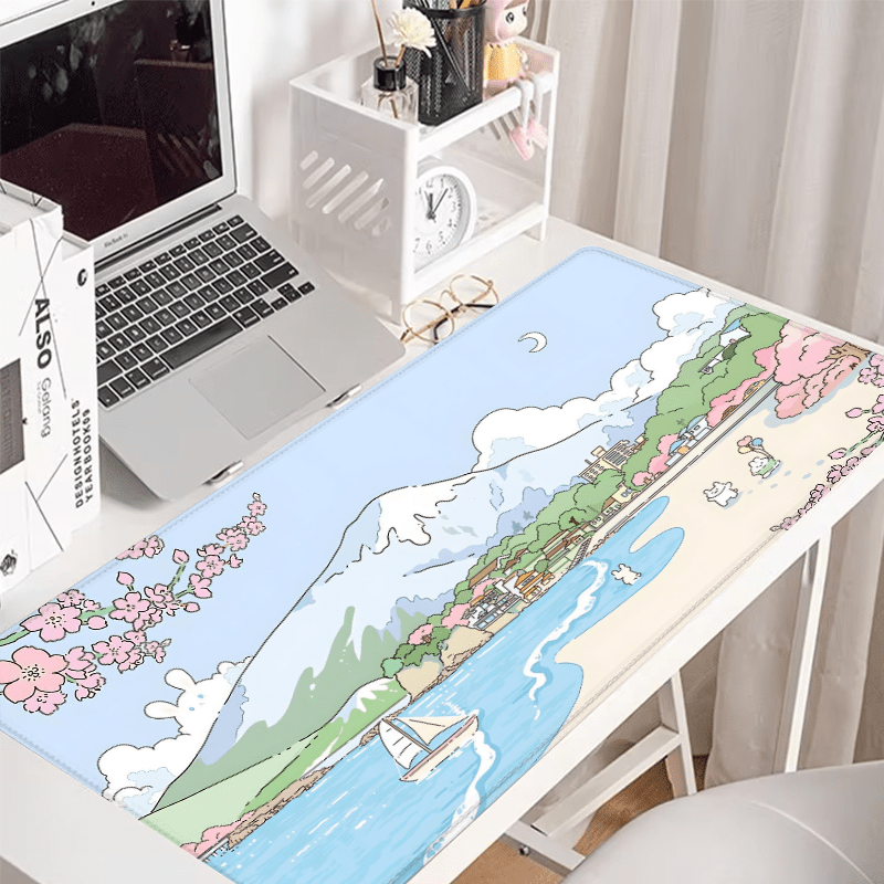 

Fuji Mount Mouse Pad: Ocean Beach Aesthetic Scenery Desk Mat - Cute Anime Desk Accessories, Large Gaming Mouse Pads, Non-slip Rubber, Stitched Edge, Perfect Gift For Friends - Office Supplies