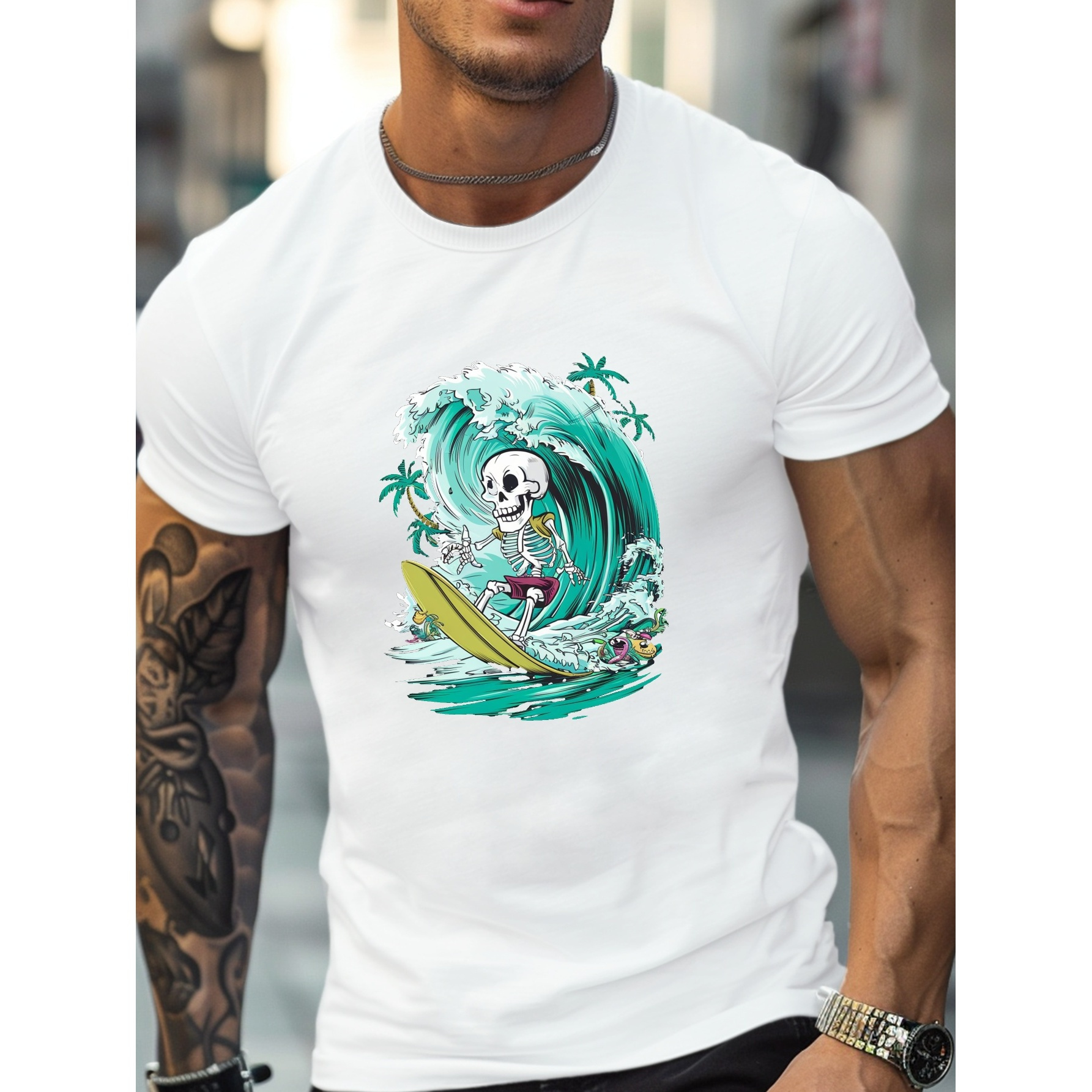 

Surfing Skeleton Tsunami G500 Pure Cotton Men's T-shirt Comfort Fit
