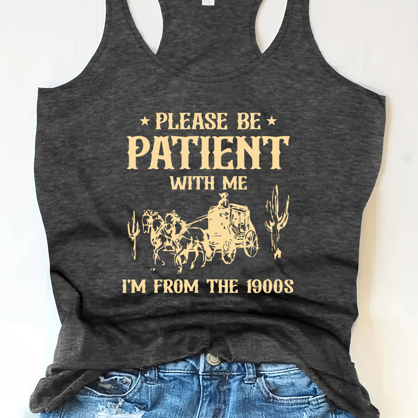 

Letter Print Tank Top, Casual Crew Neck Tank Top For Summer, Women's Clothing