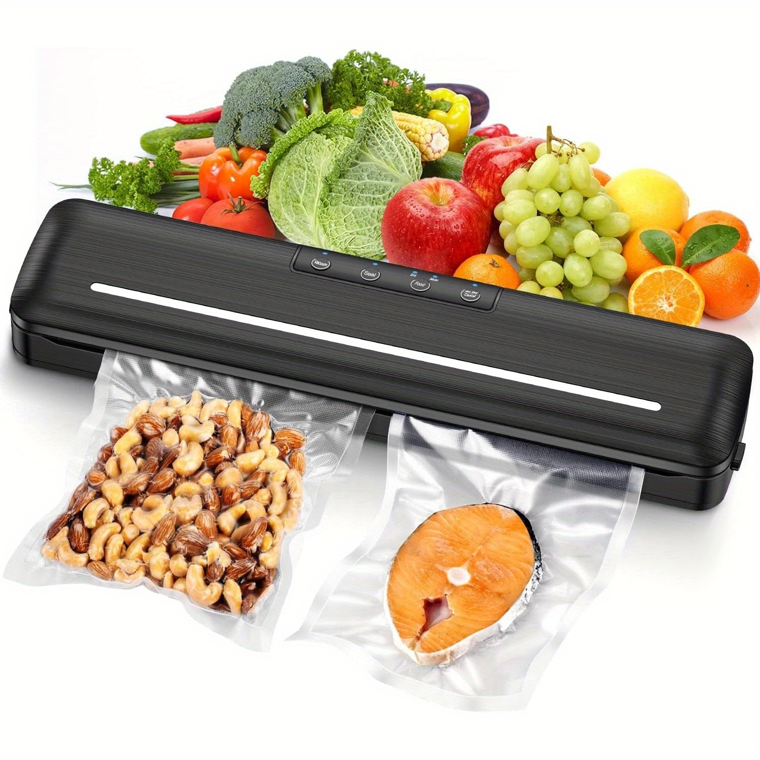 

Vacuum Sealer Automatic Air Sealing Food Vacuum Sealer Machine With Dry/moist Food Modes And Cutting Design With 10pcs 11.8 Inch Sealer Bags For Food