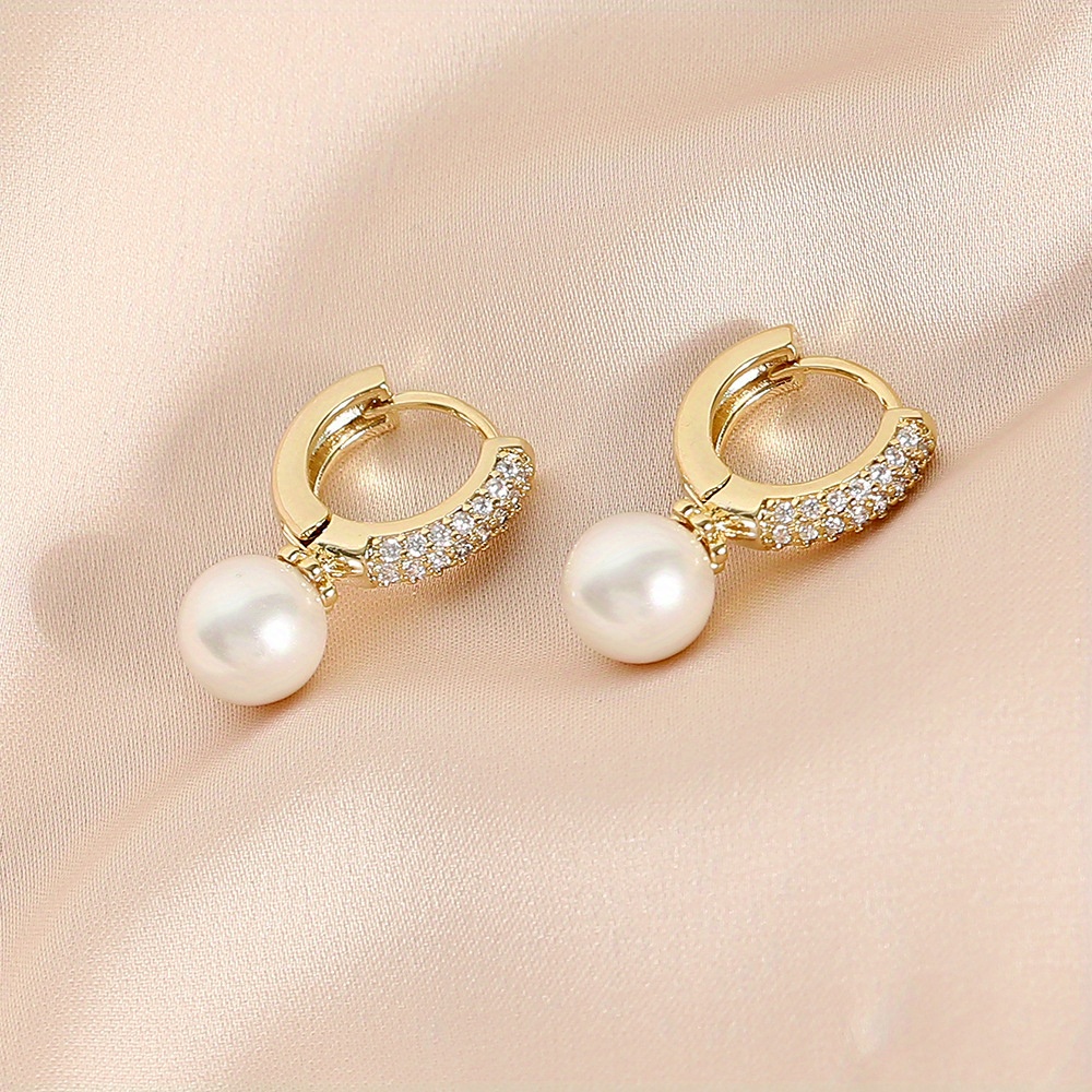 

Elegant Pearl Drop Hoop Earrings: Perfect For Everyday And Parties - Valentine's Day Gift