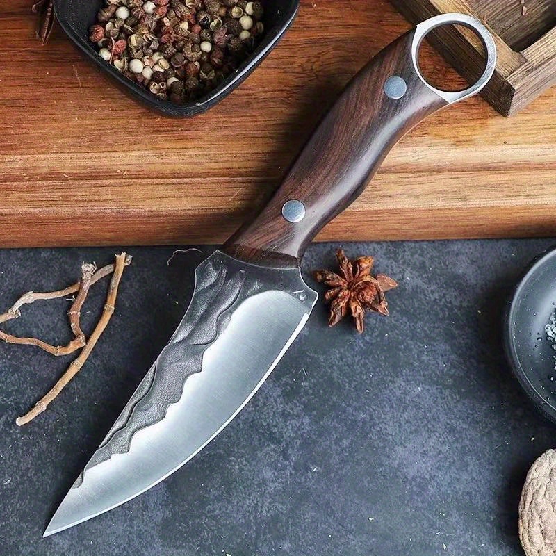 

Sharp Boning Knife Paring Knife, Steel Blade And Wooden Handle, Suitable For Family Camping Hiking Barbecue