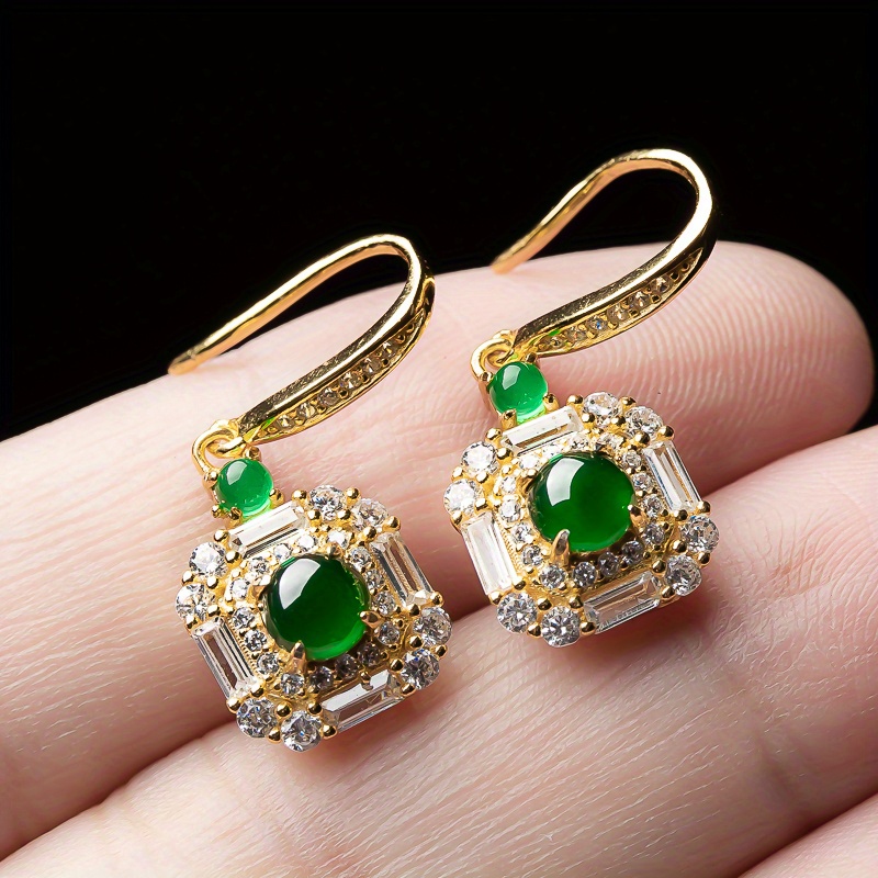 1pair 925 Silver Inlaid Natural Stone A-grade Earrings, Women's Fashion Jewelry, Birthday And Holiday Gifts, Gift Box As A Gift