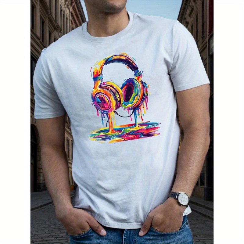 

Psychedelic Headphones Art Fitted Men's T-shirt, Sweat-wicking And Freedom Of Movement