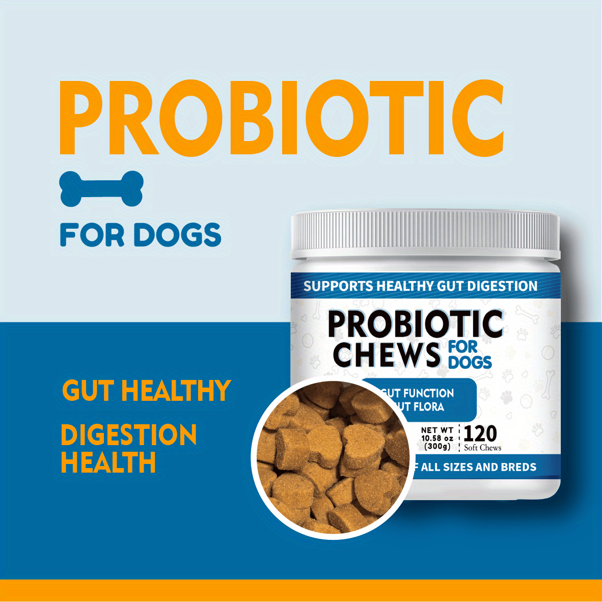 

Probiotic Supplement For Dogs, 10.5 Oz Dog Probiotic Healthy Supplement, Dog And Digestive Enzymes Chews