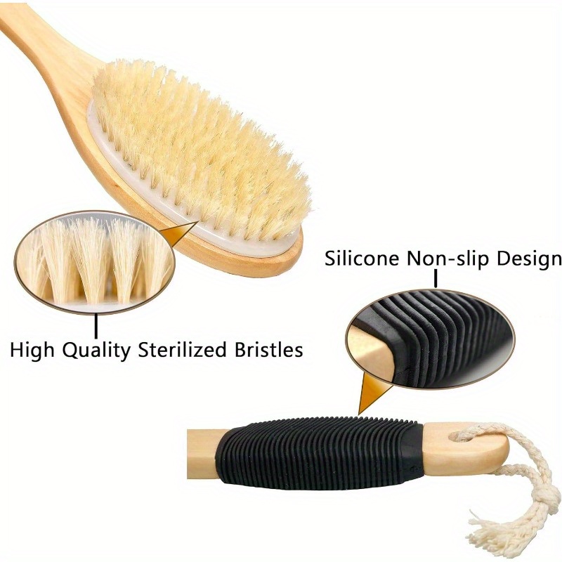 ergonomic bath brush with long handle   exfoliating scrubber for wet or dry use non   Product details 4