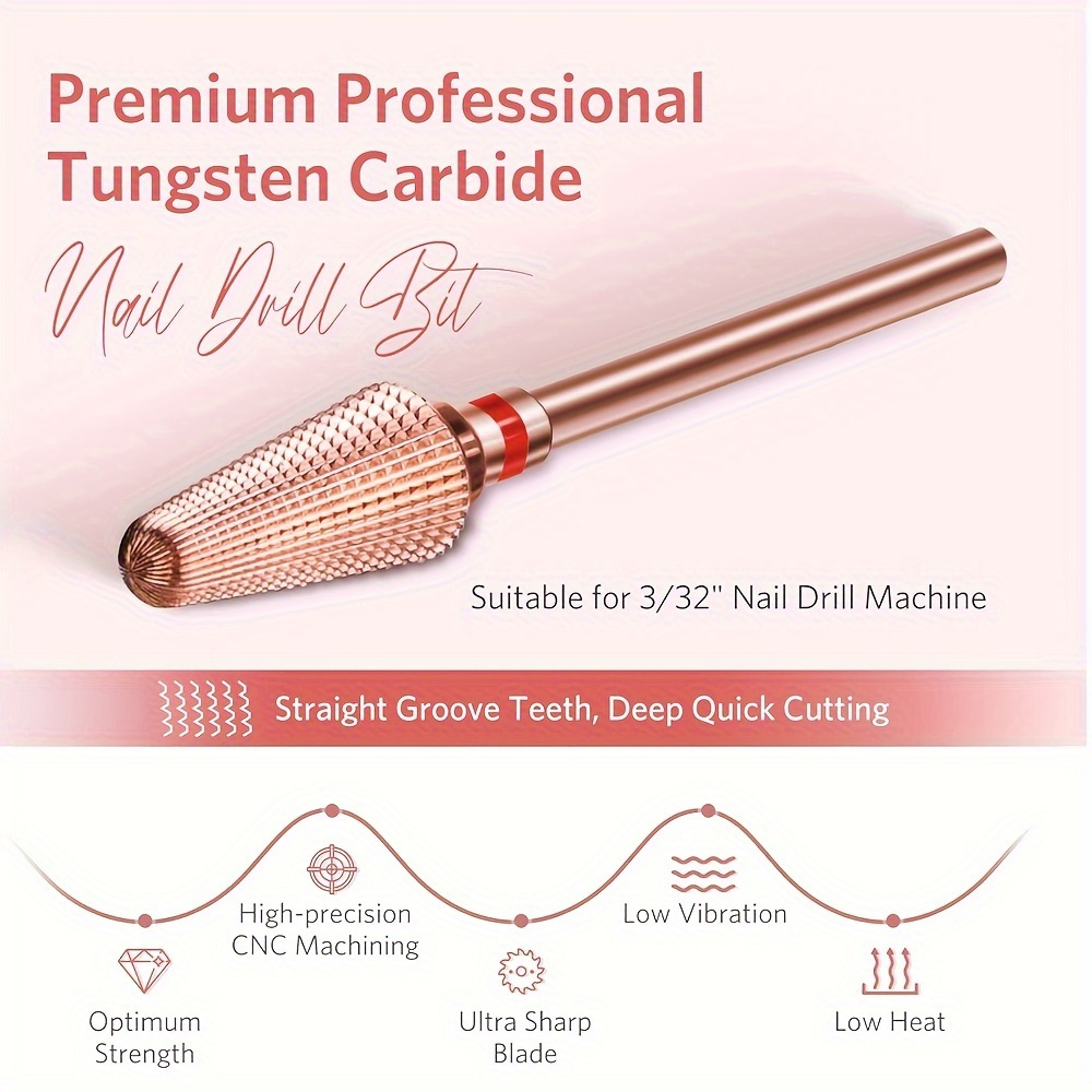 

Professional Tungsten Carbide Nail Drill Bit - 3/32" Fit, Electric File For Acrylic & Gel Manicure, Fast Polishing & Removal, Salon-quality Tool