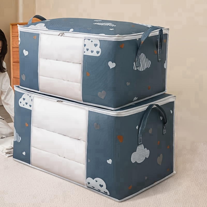 

Large Capacity Clothes Storage Bag With Reinforced Handles - Perfect For Blankets, Bedding, And Foldable Organizing. Features A Sturdy Zipper And A Clear Window. Made From Durable Polyester.