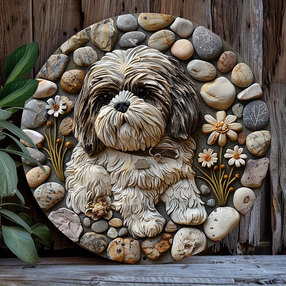 

Shih Tzu Dog Art Decoration: 8x8 Inch Pre-drilled Aluminum Sign With 2d Effects And Weather Resistant Finish