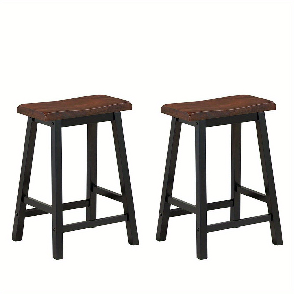 

Maxmass Set Of 2 Bar Stools 24"h Saddle Seat Pub Chair Home Kitchen Dining Room Brown