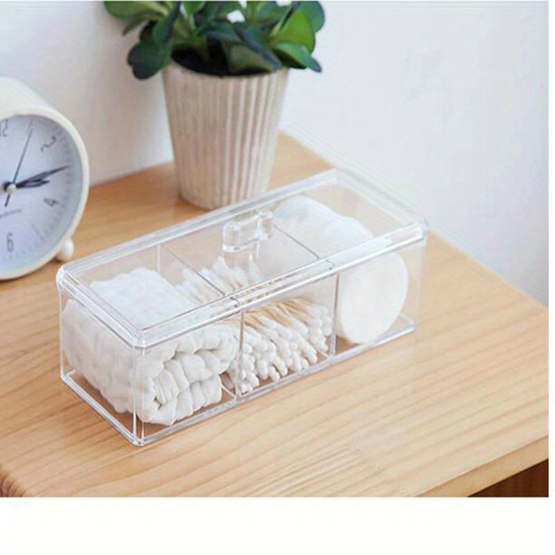 3 compartment transparent acrylic makeup organizer clear cosmetic storage box with soft lined drawers for brushes swabs pads durable vanity bathroom countertop organizer makeup organizers storage   sturdy construction Product details 1