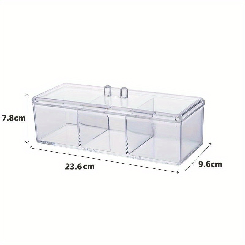 3 compartment transparent acrylic makeup organizer clear cosmetic storage box with soft lined drawers for brushes swabs pads durable vanity bathroom countertop organizer makeup organizers storage   sturdy construction Product details 8