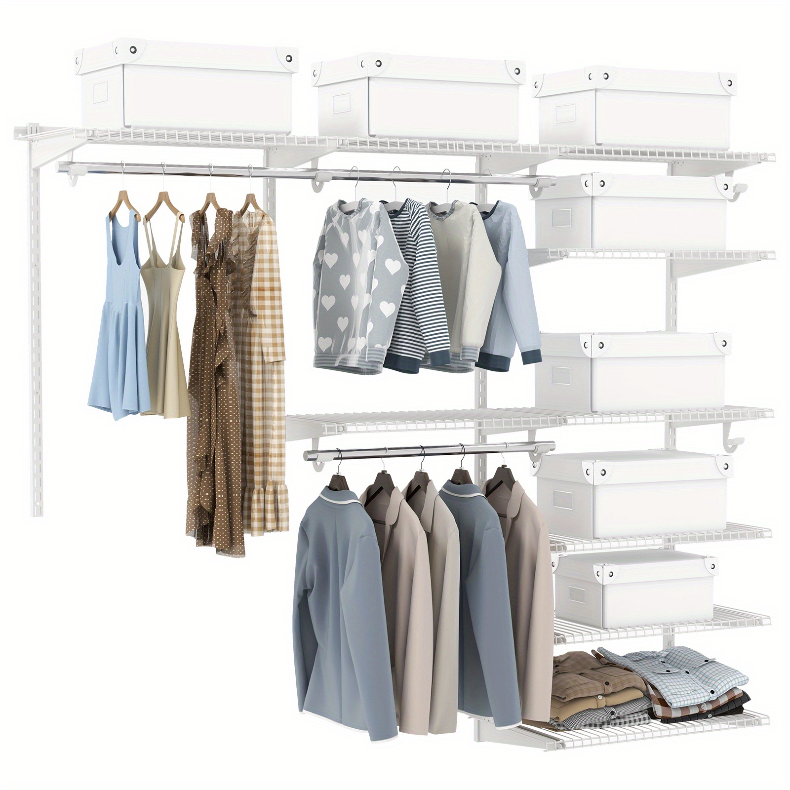 

Maxmass Custom Closet Organizer Kit 4 To 6 Ft Wall-mounted W/hang Rod Halloween Christmas Gift