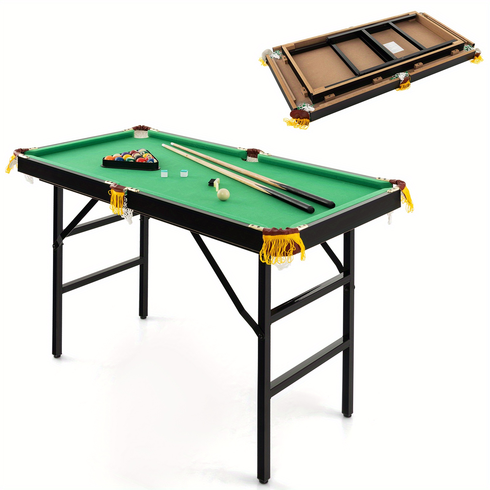 

Maxmass 47" Folding Billiard Table Pool Game Table Indoor Kids W/ Cues Brush Chalk Green