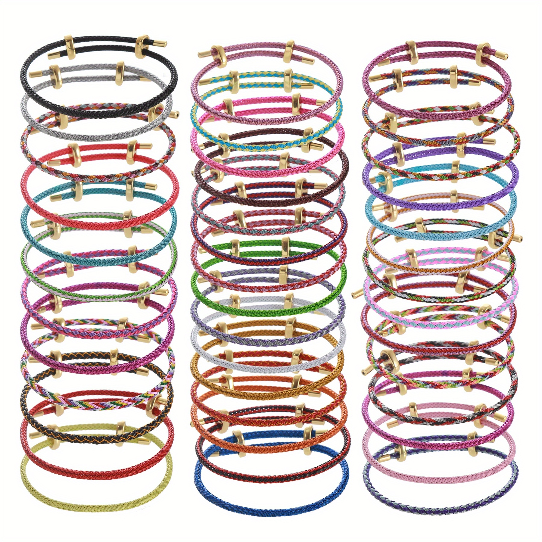

10pcs Mixed Steel Wire Rope Copper Adjustable Bracelet, Unisex Jewelry