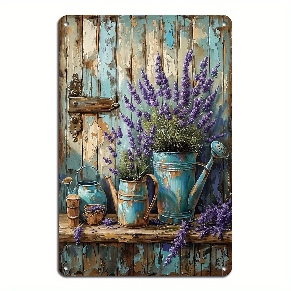 

Charming Lavender Vintage Aluminum Wall Art - 8x12" Easy-install Metal Tin Sign, Perfect For Home & Office Decor