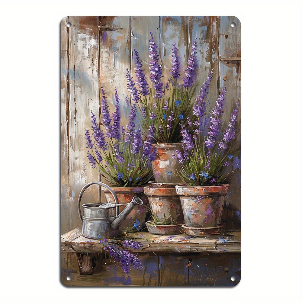 

1pc Reusable Aluminum Metal Sign - Vintage Lavender Art Tin Plaque, Aged Look Weather-resistant Wall Decor For Home, Bar, Outdoor - Suitable For Ages 14+ (20x30cm)