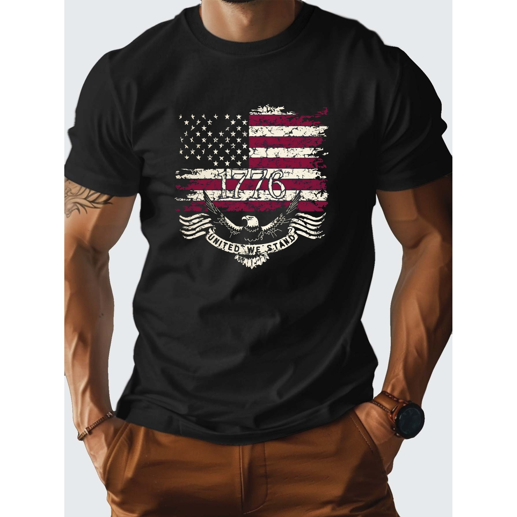 

Independence Day Theme Print Tee Shirt, Tees For Men, Casual Short Sleeve T-shirt For Summer