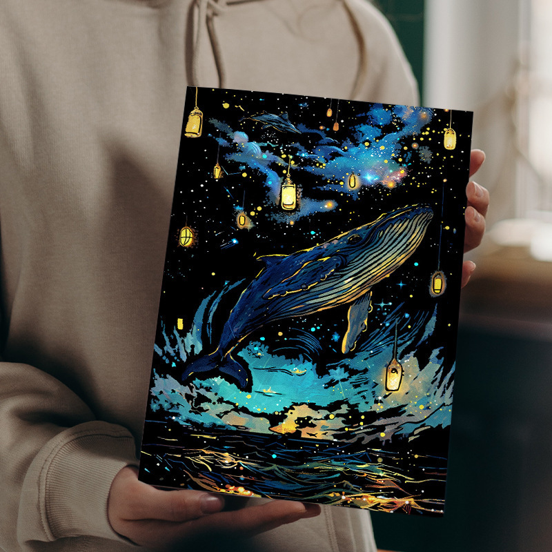 

4pcs Glow-in-the-dark Scratch Art Paper, A4 Size - Relax Craft Kit For Adults, Perfect Holiday Gift