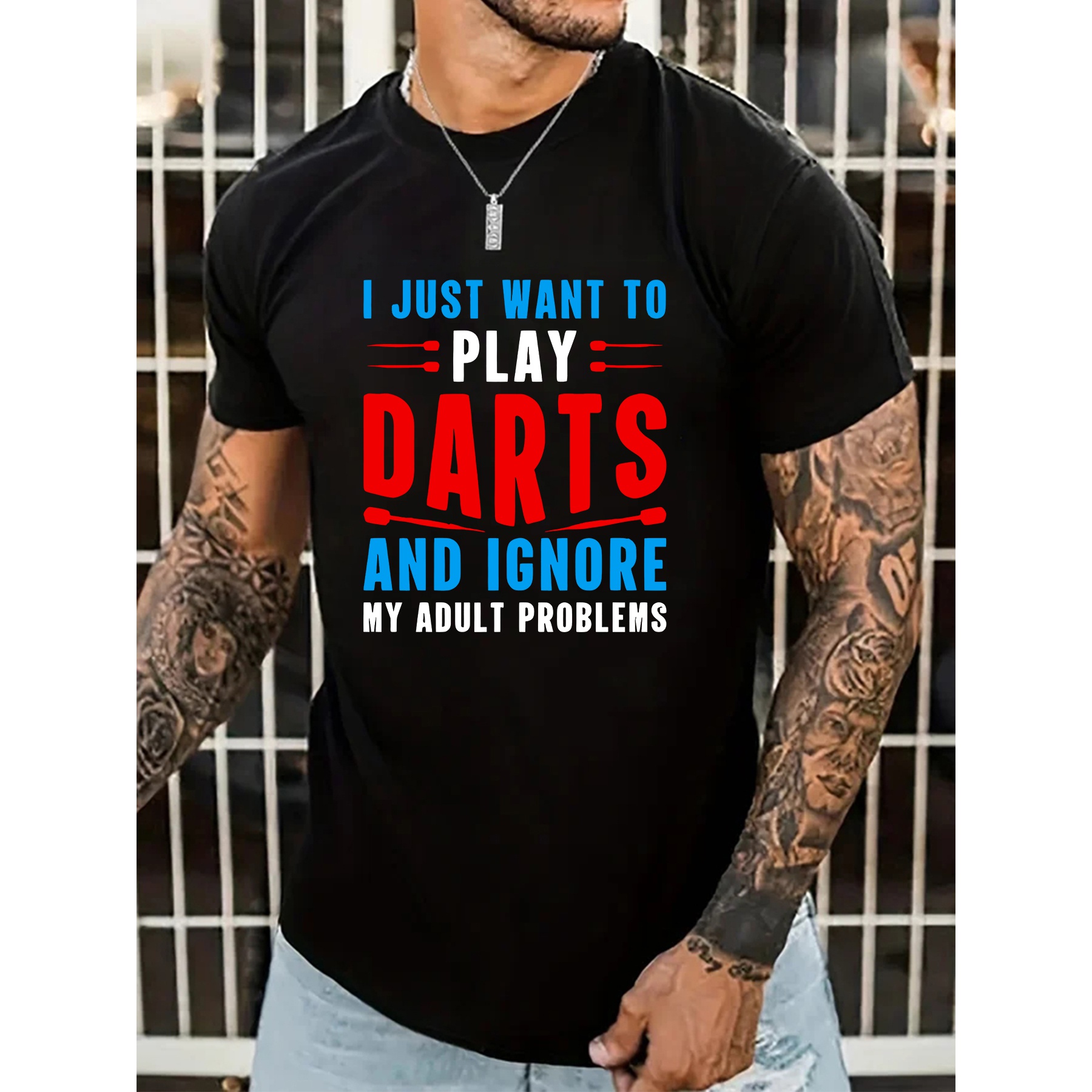 

Print, Men's Round Crew Neck Short Sleeve Tee, Casual T-shirt, Casual Comfy Lightweight Top For Summer