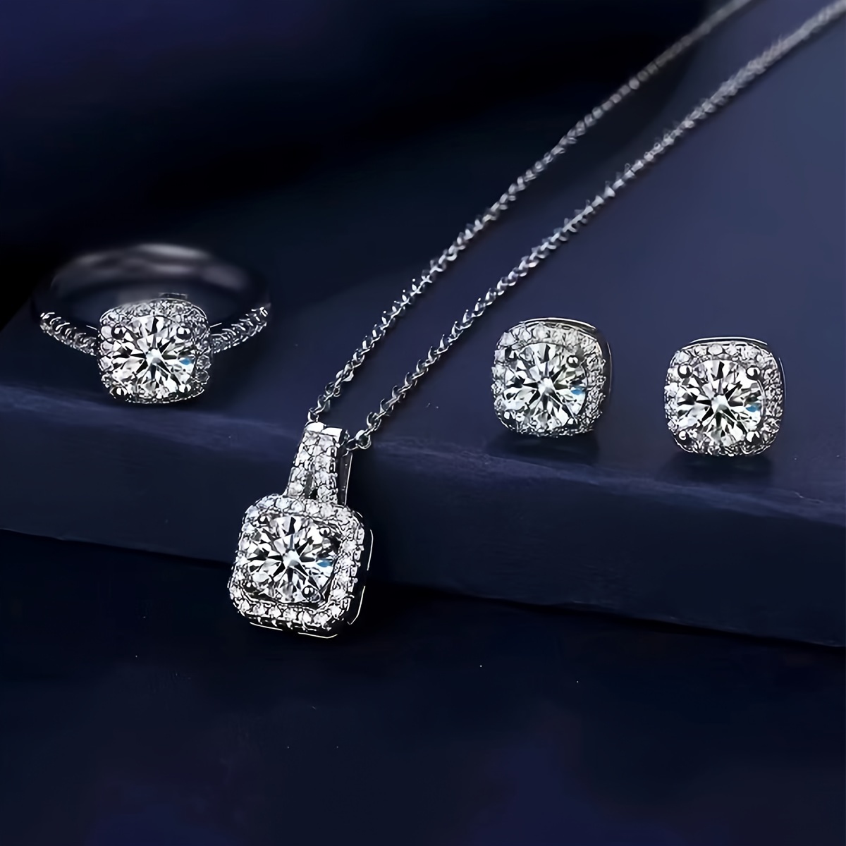 

1pair Earrings & Pendant Necklaces & Ring Jewelry Sets - Elegant Style Exquisite Gifts For Women (excluding Jewelry Box)