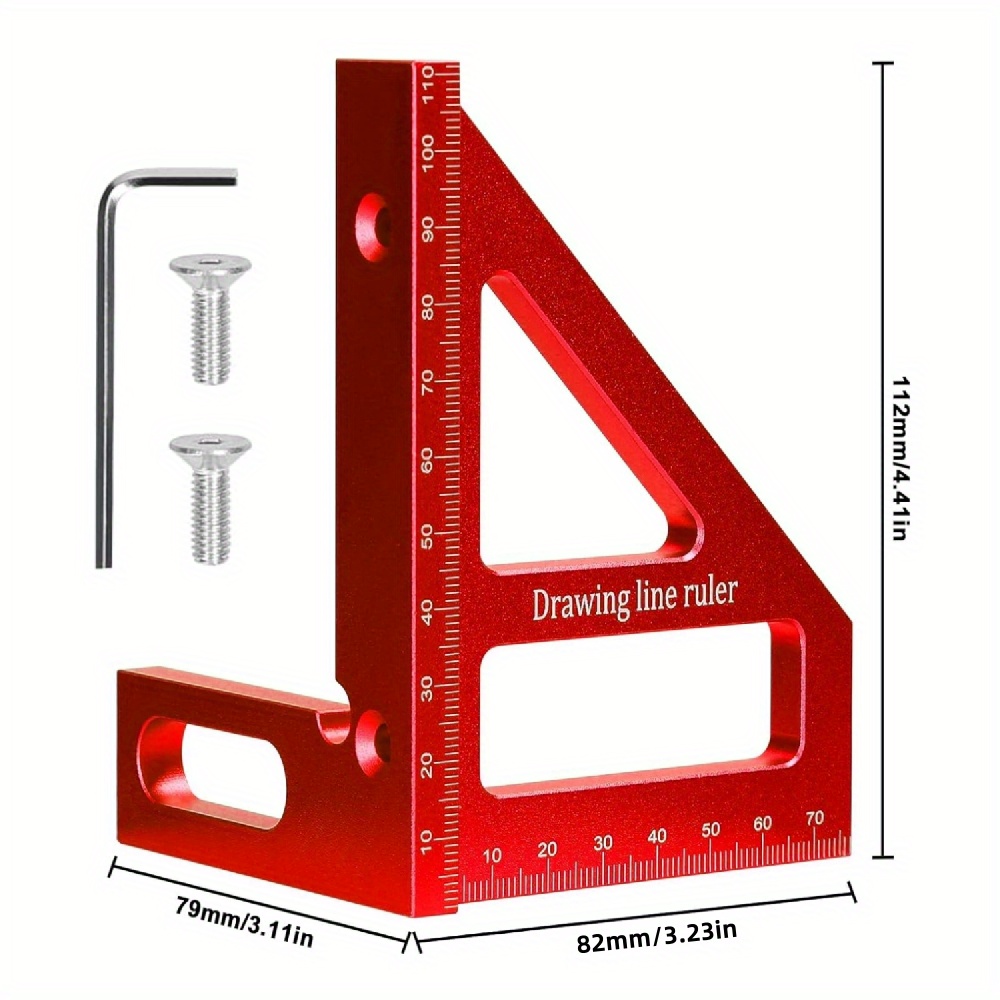 3d Multi-angle Measuring Ruler | 45/90 Degree Aluminum Alloy Woodworking Square Protractor, Miter Triangle Ruler Layout Measuring Tool Angler Scriber For Engineer Carpenter