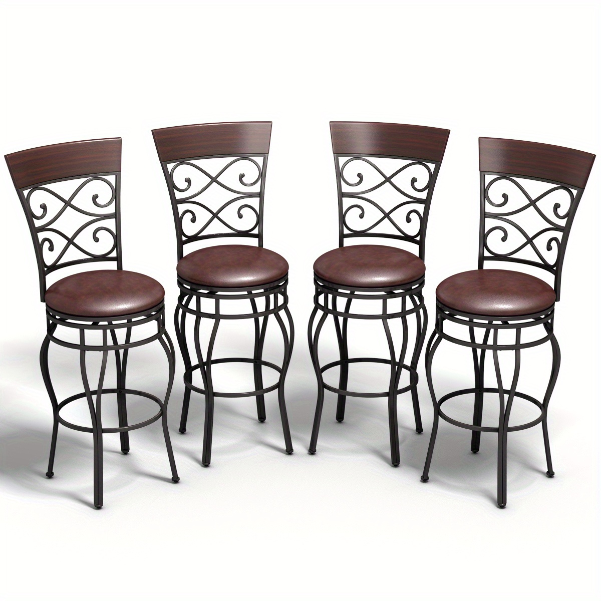 

Gymax 4 Pieces Vintage Bar Stools Swivel Padded Seat Bistro Dining Kitchen Pub Chair