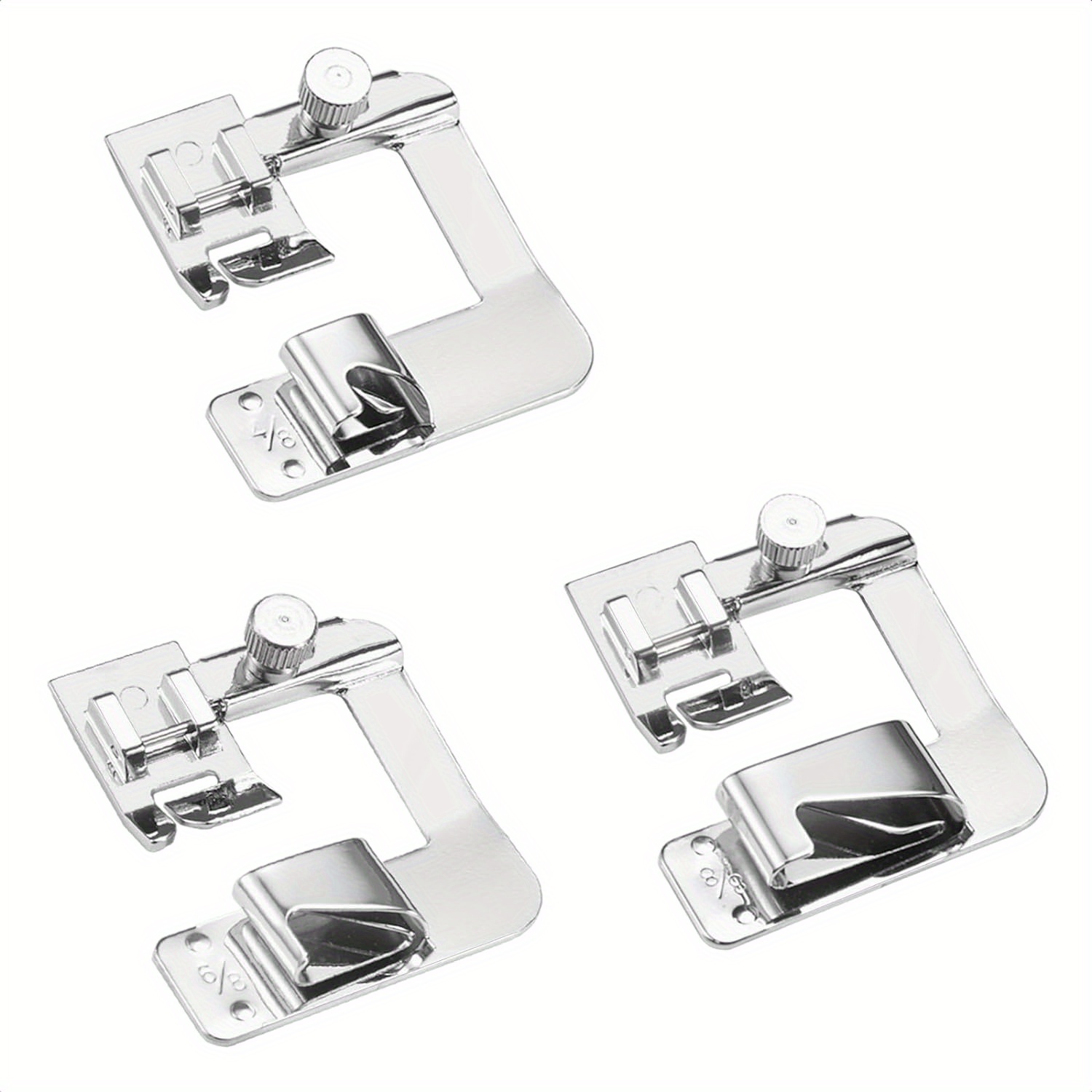 

Rolled Hem Presser Foot Set - 3 Piece Wide Hemmer Foot Kit Includes 1/2 Inch, 3/4 Inch, 1 Inch Presser Feet - For Low Shank Snap-on Singer, Brother, , , And More Sewing Machines