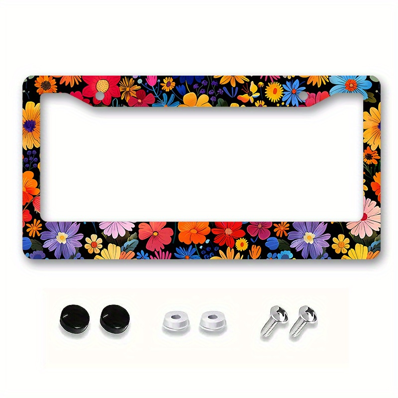 

Daisy Flower Design Metal License Plate Frame - Easy To Install, Sun Protection, Heat Resistant, Includes Mounting Screws (1pc, 6.3"x12.2")