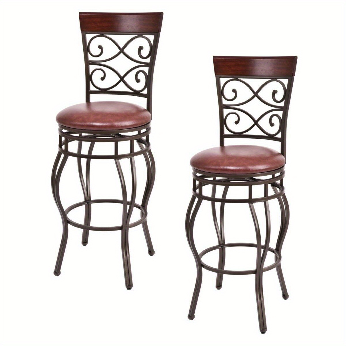 

Gymax Set Of 2 Vintage Bar Stools Swivel Padded Seat Bistro Dining Kitchen Pub Chair