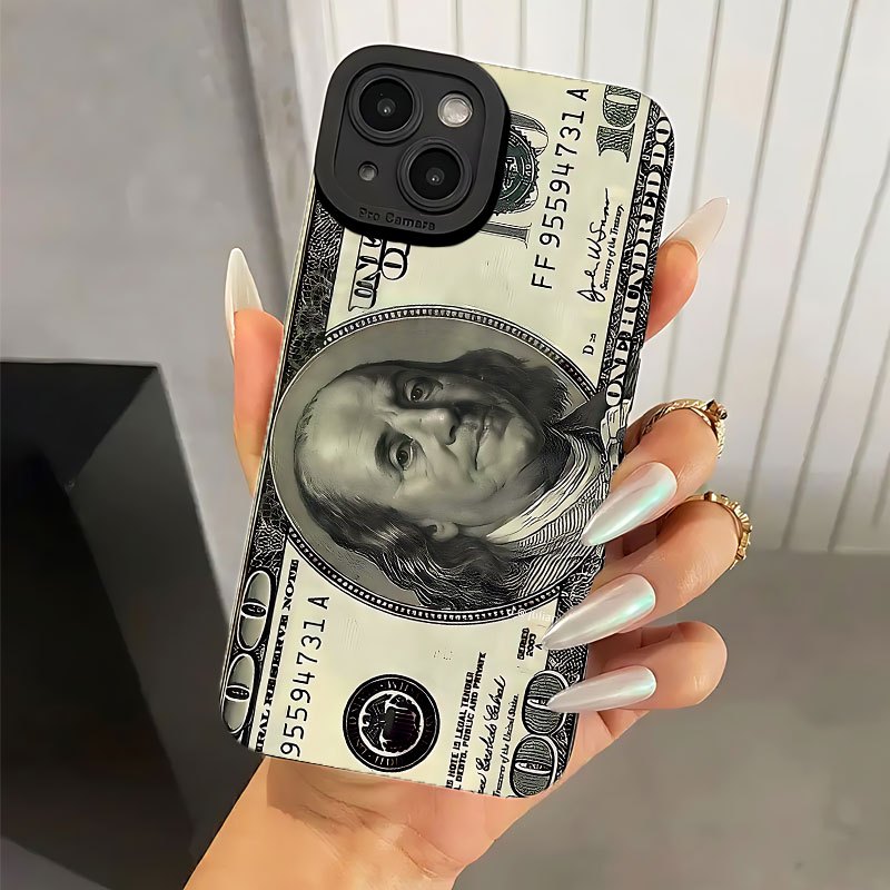 

100 Dollar Bill Design Soft Tpu Phone Case For Iphone, Anti-scratch Matte Finish, Protective Cover With Precision Cutouts, Camera Protection, Shockproof Slim Fit - Money Print Series