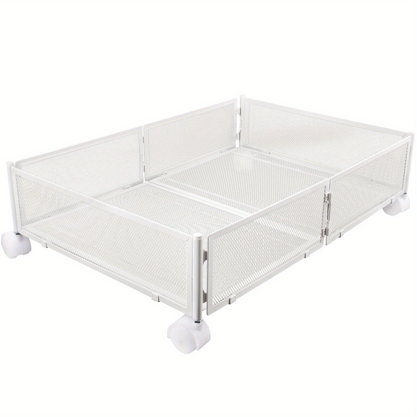 Underbed Storage Rack, Foldable Design, Innovative Storage Box With Wheels, Metal Storage Box, Extra Large Capacity, 60x40x17 Cm, Baskets, Bins & Containers For Home Organization