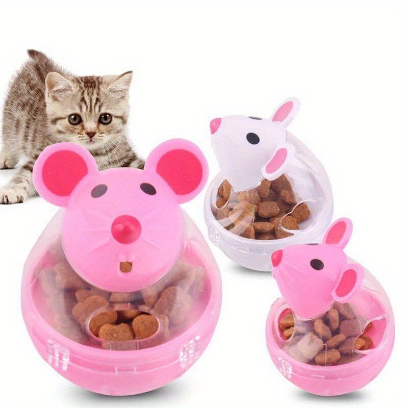 

Interactive Cat Feeder Toy, Mouse-shaped Food Dispenser, Non-battery Operated Plastic Leakage Treat Ball, Play And Train Pet Accessory For Cats