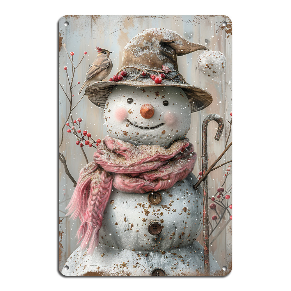 

Retro Tin Sign: Snowman Wall Decor - 8x12inch/20*30cm - Aluminium, Reusable, Suitable For 14+ Years