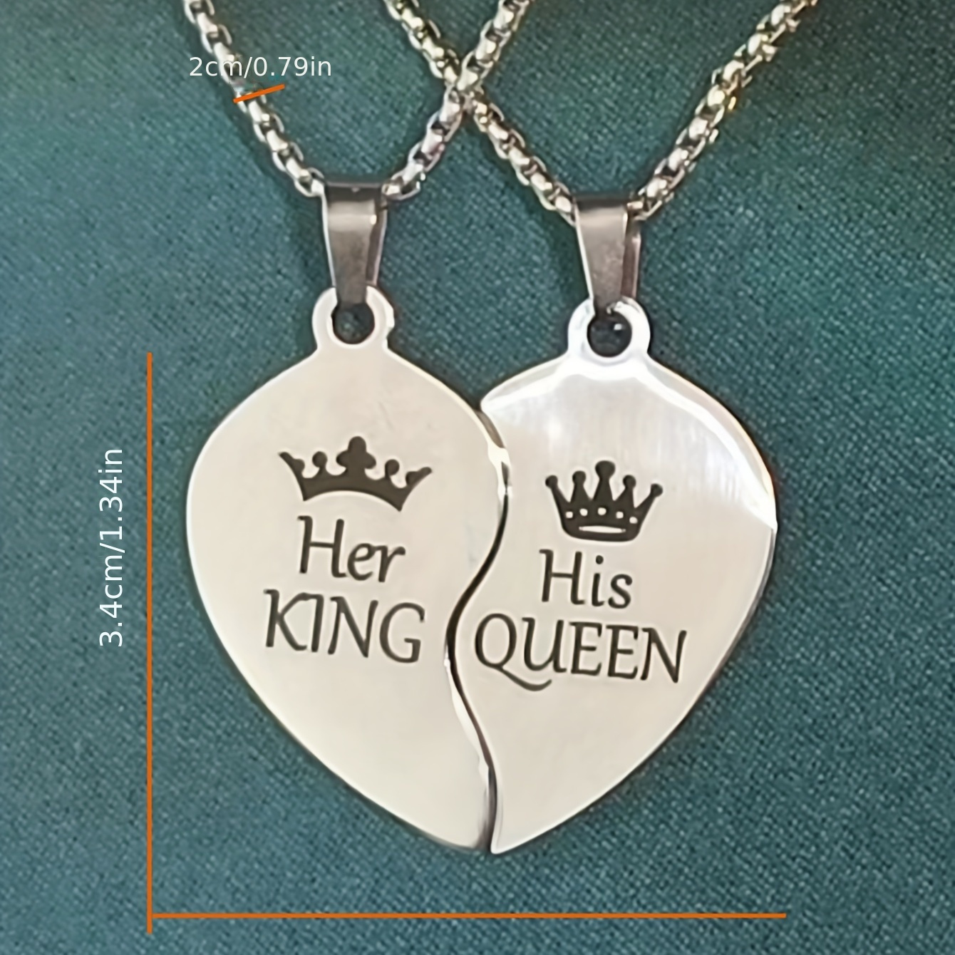 

1pc Stainless Steel Letter Necklace King Queen Crown Couple Confession Love Necklace