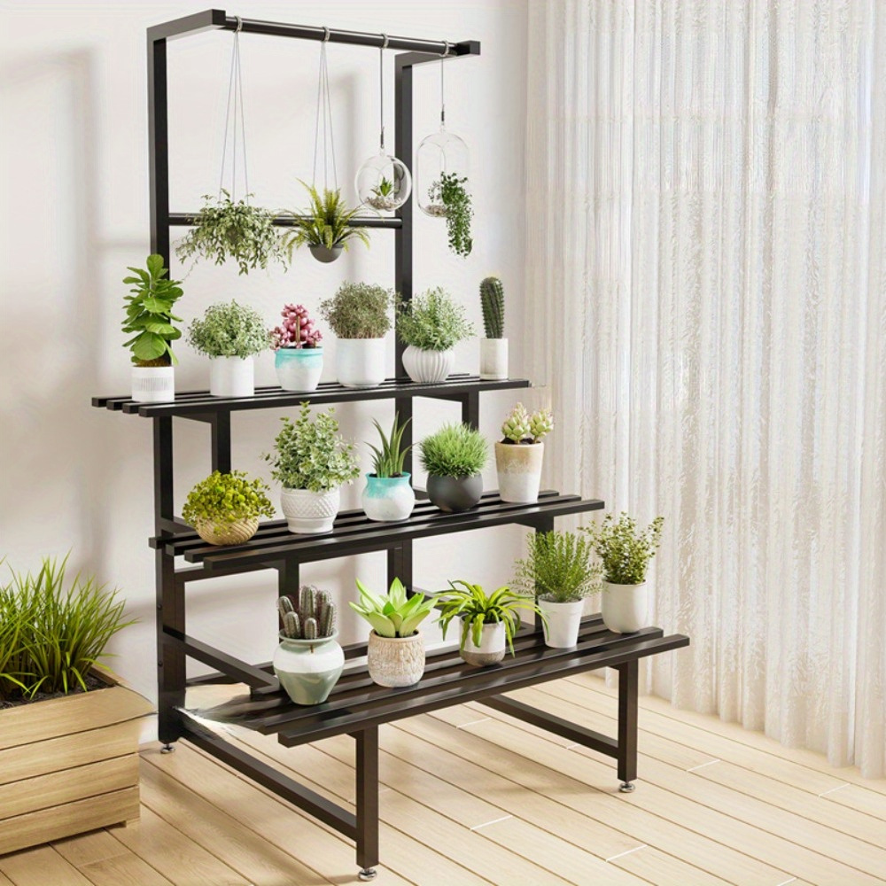 3-Tier Metal Plant Stand, Ladder Flower Pot Holder, Step Display Rack for  Home Garden Patio Balcony Utility Storage Organizer