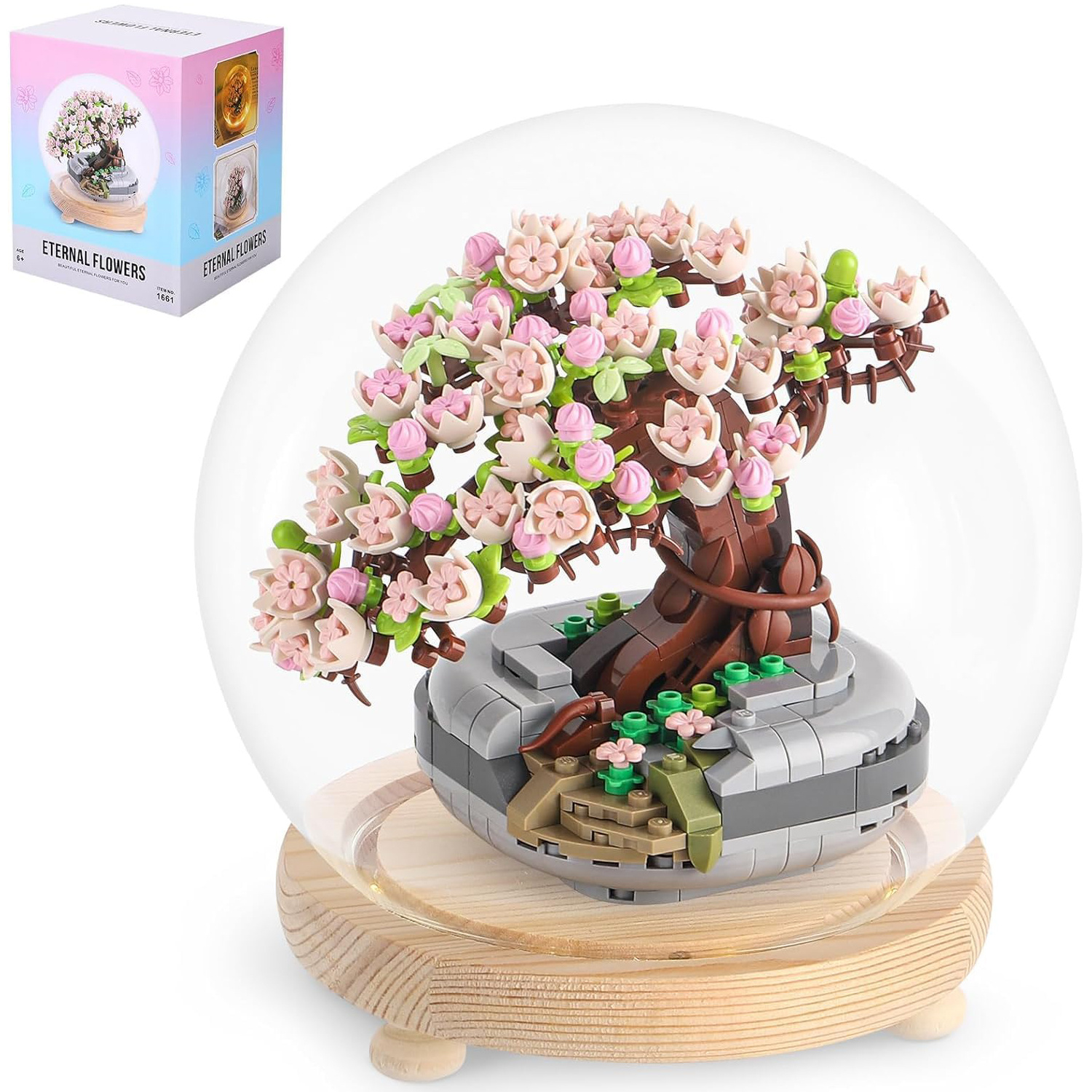 

Sakura Bonsai Building Kit Flower Botanical Collection Construction Building Toy Toy Building Block With Glass Cover Building Blocks Set For Adults And Kids