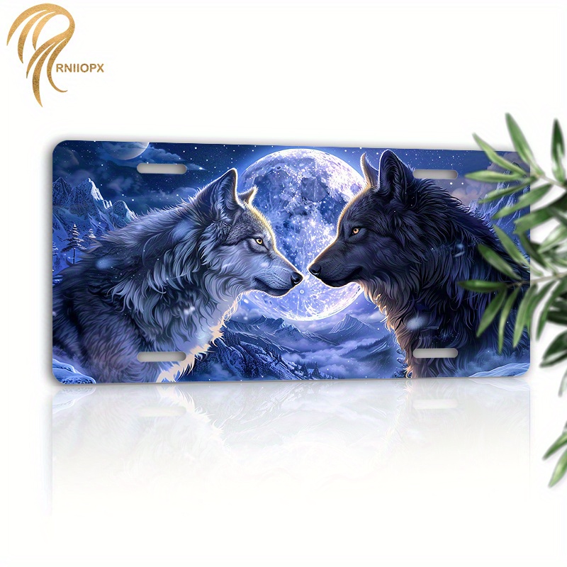 

Wolf Aluminum License Plate - 6x12" | , Waterproof & Rust-resistant | Accessory Gift For Holidays