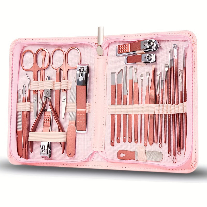 7pcs set premium stainless steel nail grooming kit professional grade cuticle nippers dead skin clippers pedicure set all in one ergonomic design with portable travel case for easy storage and   the go details 4