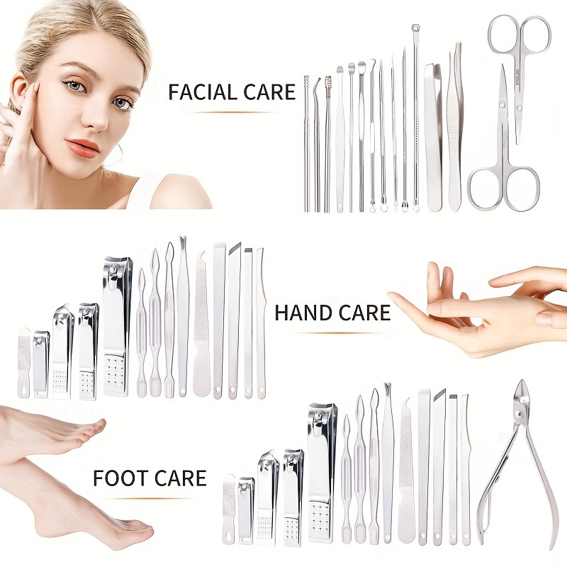 7pcs set premium stainless steel nail grooming kit professional grade cuticle nippers dead skin clippers pedicure set all in one ergonomic design with portable travel case for easy storage and   the go details 3