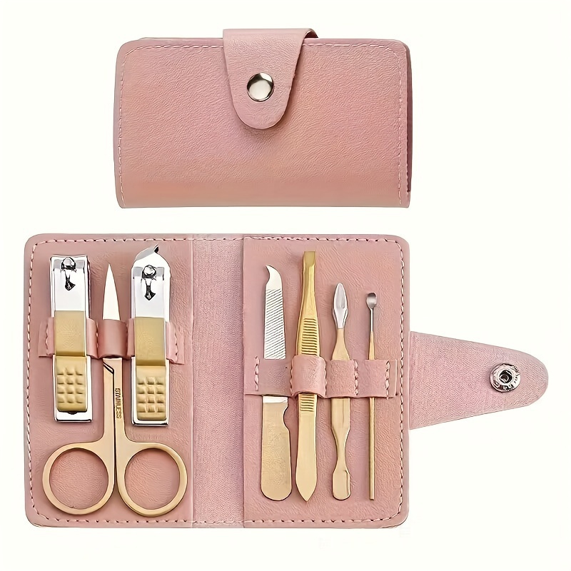 7pcs set premium stainless steel nail grooming kit professional grade cuticle nippers dead skin clippers pedicure set all in one ergonomic design with portable travel case for easy storage and   the go details 0