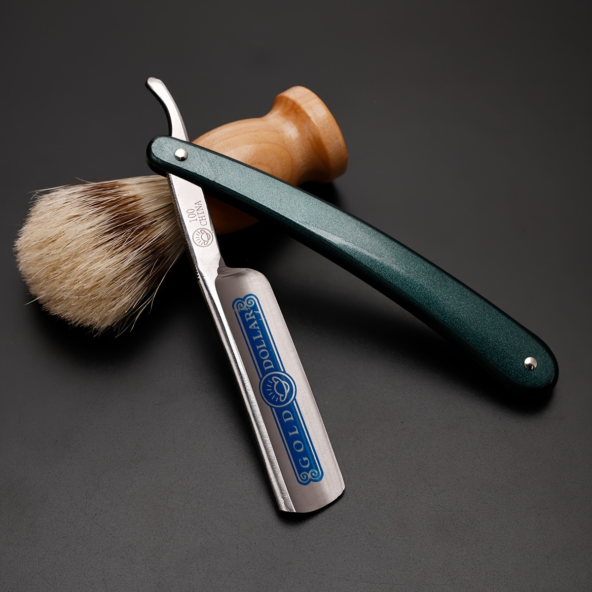 

Gold Dollar Straight Razor With Ergonomic Anti-slip Handle And Shaving Brush - Professional Barber's Manual Shaving Kit For Precision And Comfort