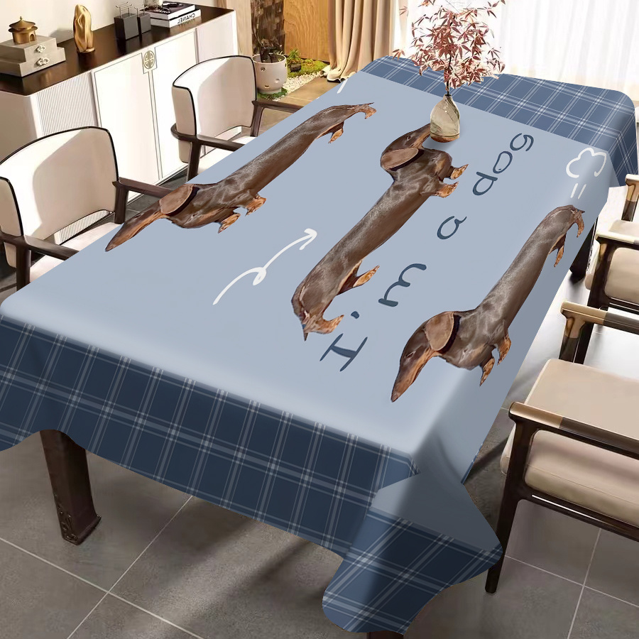 

Creative Dog Print Waterproof Oil-proof Square Tablecloth - Woven Polyester, Machine Made, Decorative Table Cover For Dining & Coffee Tables, 1pc