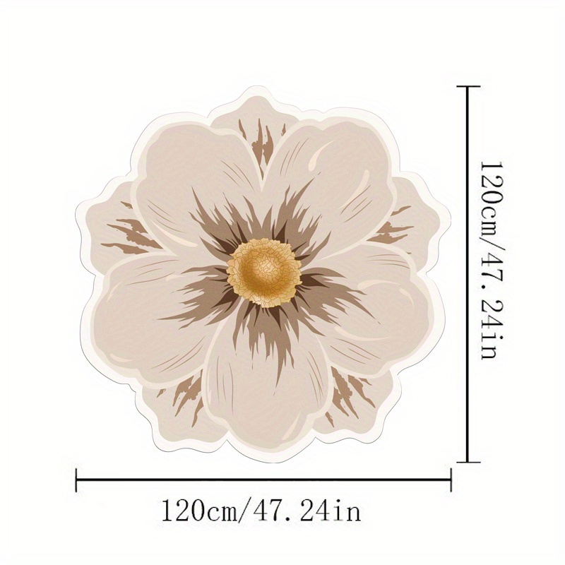 Image of Faux + 1000g + 10mm Vintage Floral Mirror Front Rug, Fluffy And -shaped Bedside Rug, Light Luxury Bedroom Decor, Plush Rug, Washable And Non-slip Home Floor Mat