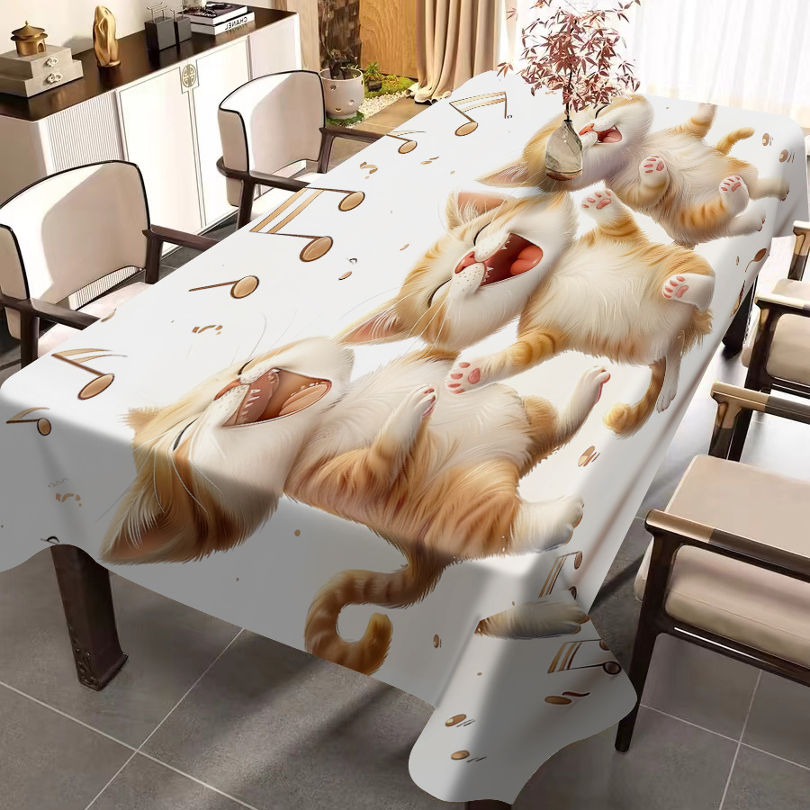 

Une nappe mignonne pour chat en dessin , 1 pièce, et facile à nettoyer, adaptée aux tables à manger, aux tapis de table et aux tables à café, offrant un haut de gamme.