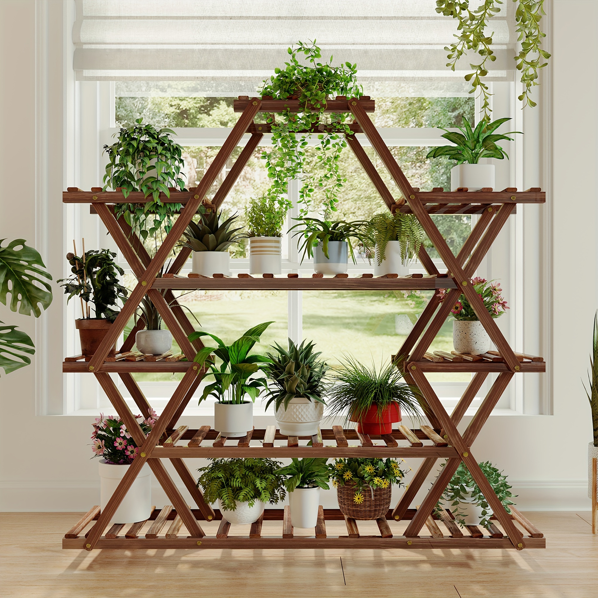 

1pc Wooden Plant Stand - For & - , Enhances Of , , Lawns, - Wood