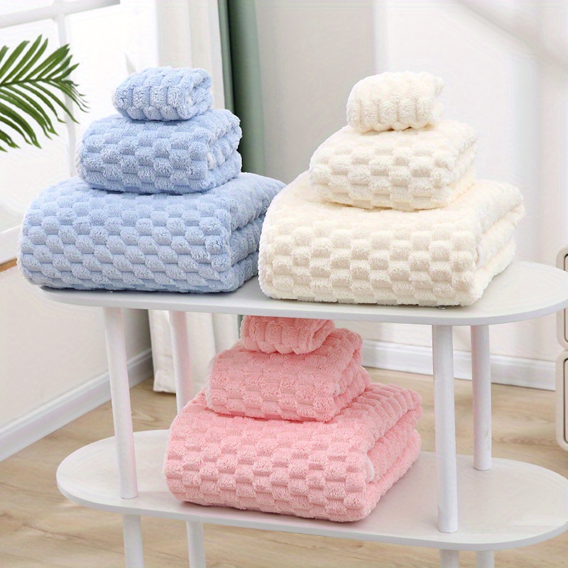 

Ultra-soft Waffle Weave Towel Set - 3 Pcs, Quick-dry & Absorbent Bath Towels With Hand Towel, Perfect For Home Bathrooms Disposable Towels Bath Towels Large