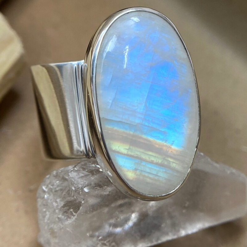 

Sterling Silver Opal Ring For Women, Vintage Bohemian Style, Wide Band Fashion Statement, Ideal For Engagement, Wedding, Anniversary, And Birthday Gifts, Party Evening Jewelry